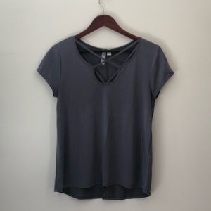 Grey cross front shirt